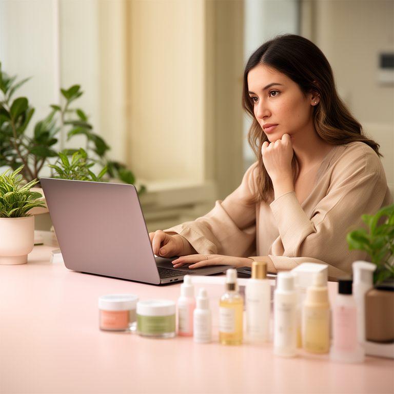 Kundenservice-Team von FloraVie Suisse am Schreibtisch mit Laptop, Pflanzen und hübsch sortierten Produktmustern